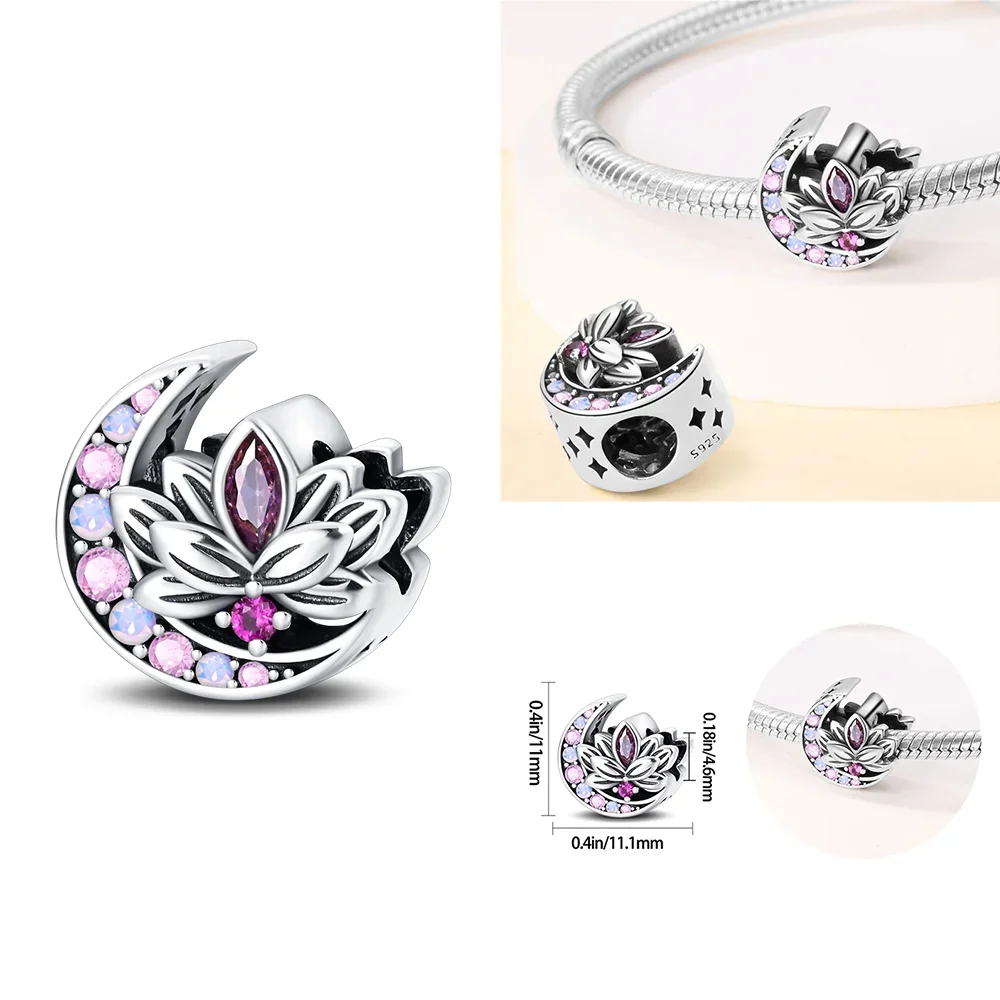 Dreamy 925 Sterling Silver Purple Magic House Butterfly Iris Flower Owl Beads Pendant Fit Women's Bracelet Necklace Jewelry Gift - view 5