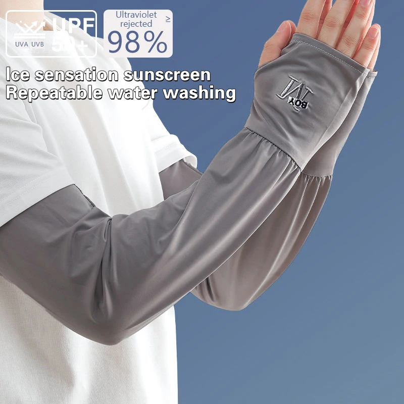 Mens Ice Arm Sleeves Sunscreen Elastic Driving Gloves Outdoor UV Protection Arm Cover Sleeves Super Soft Breathable