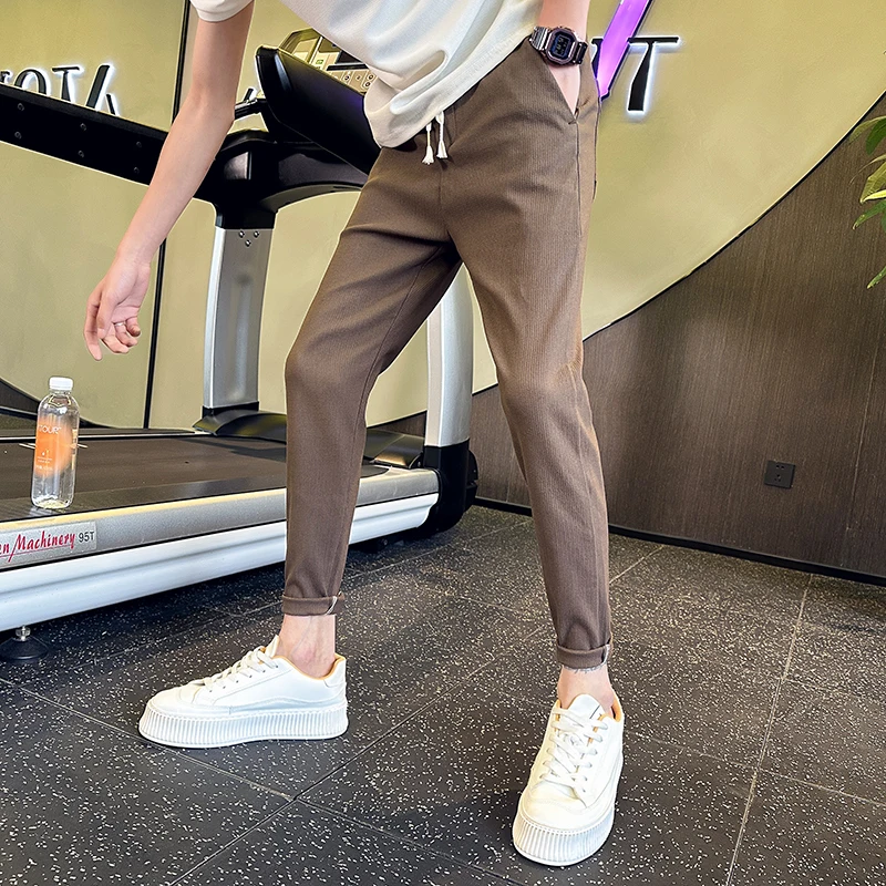 

Мужские повседневные брюки Slim Fit для молодежи, маленький размер 55, весна-лето, корейская версия, дышащие, длинные, модные, для отдыха