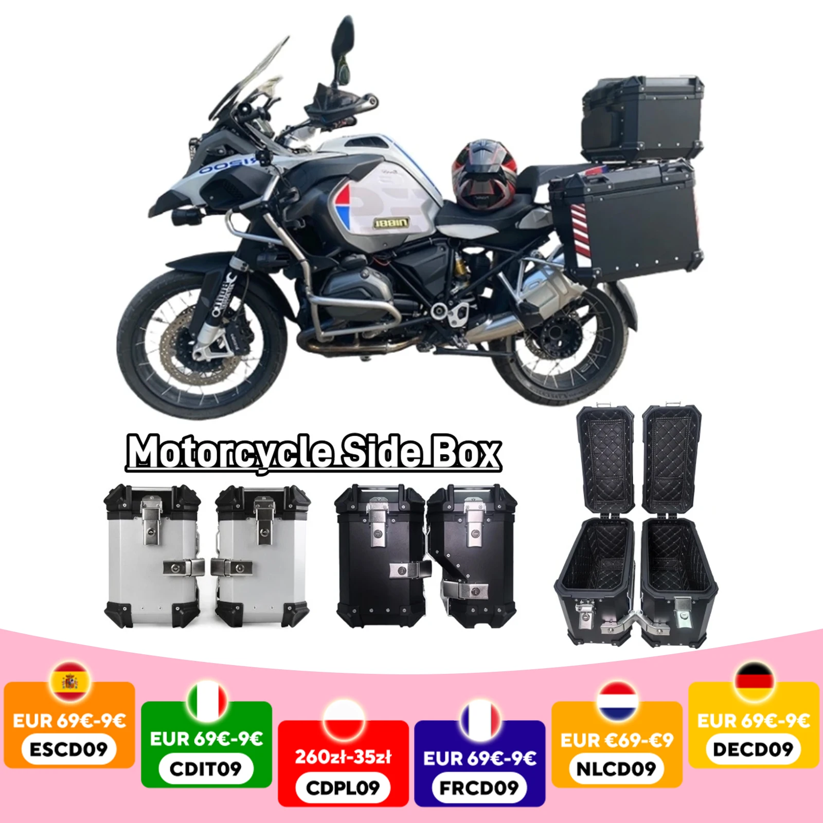 Boîte latérale de moto 38l, sacoche de moto en alliage d'aluminium à dégagement rapide, valise latérale, fixation rétractable et mécanisme d'attache de sécurité arrière, boîte à outils étanche