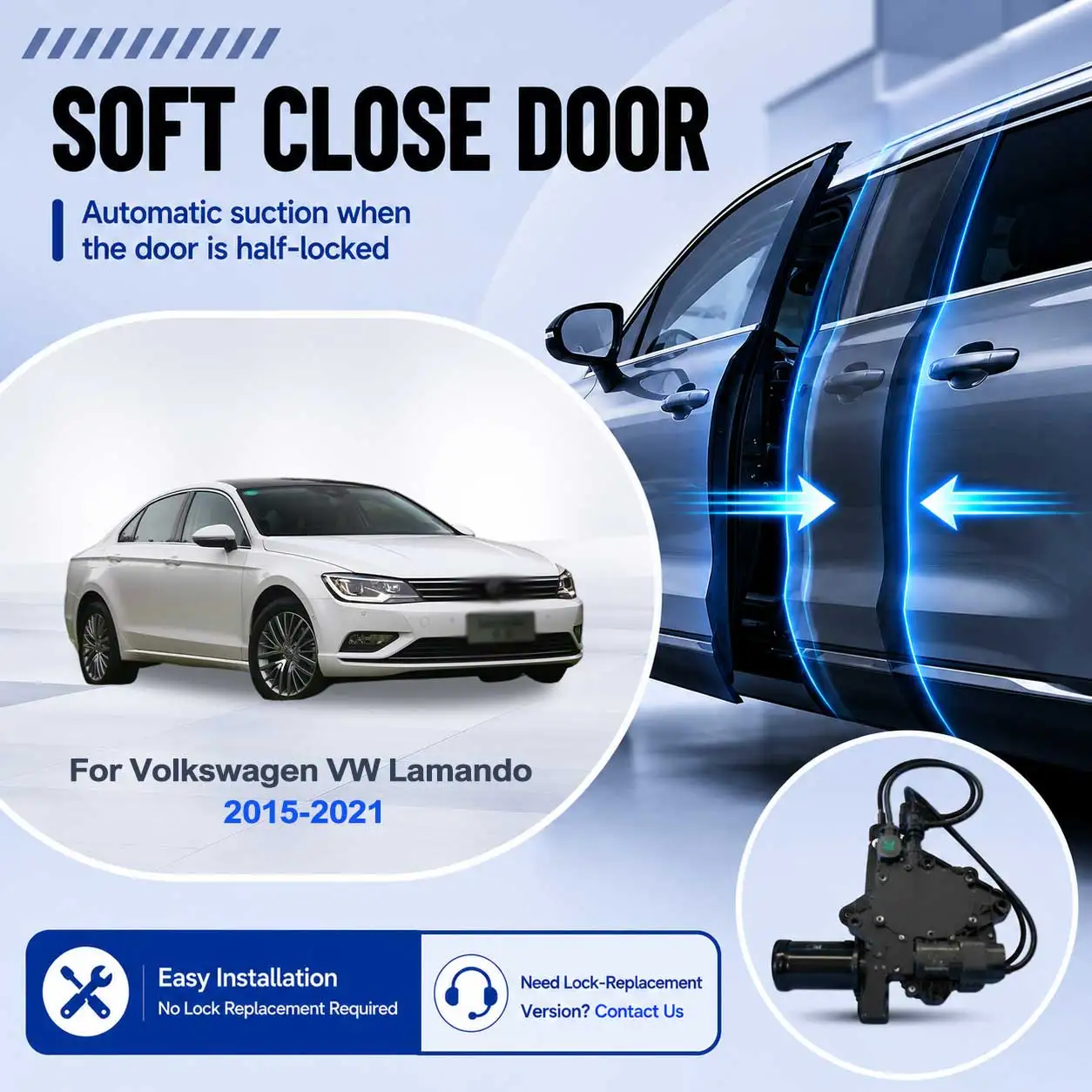 For Volkswagen VW Lamando 2015-2021 Electric Soft Close Door Upgrade Kit No Door Lock Replacement Required