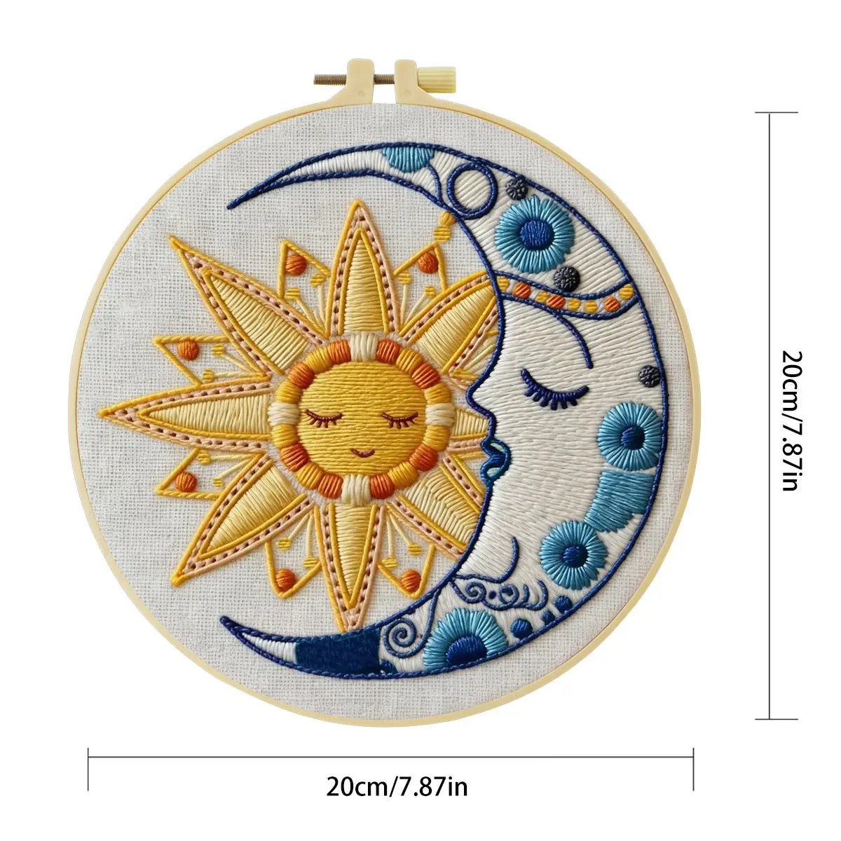 1 Stück 20X20CM/15X15CM 7,87/6,3 Zoll Sonne und Mond Stickerei Starter-Kit DIY-Kit DIY-Stickerei-Set Handarbeiten Nähkunst – Detail 3