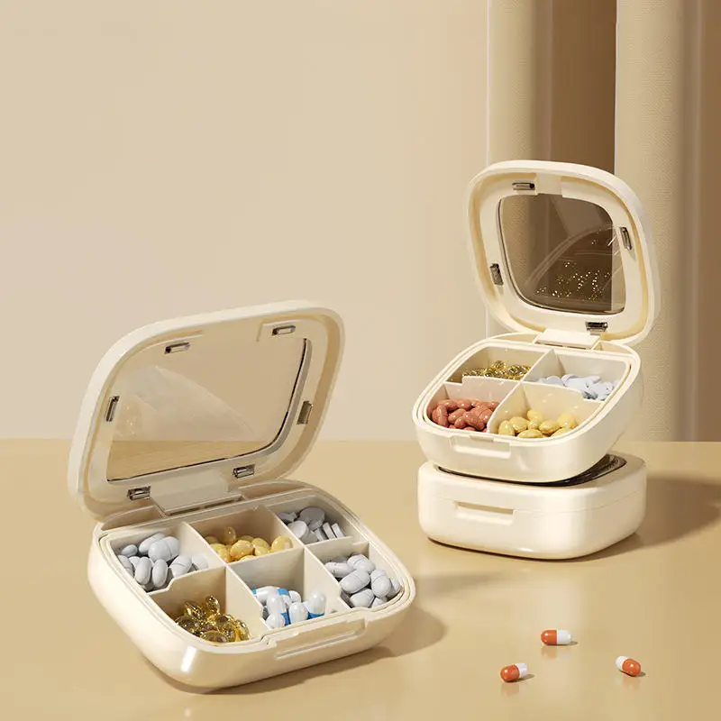 

1PC Portable Travel Medicine Box Tablet Partition Box Carry-On Daily Three MealsCompact Jewelry Box Travel Ring Earring Storage