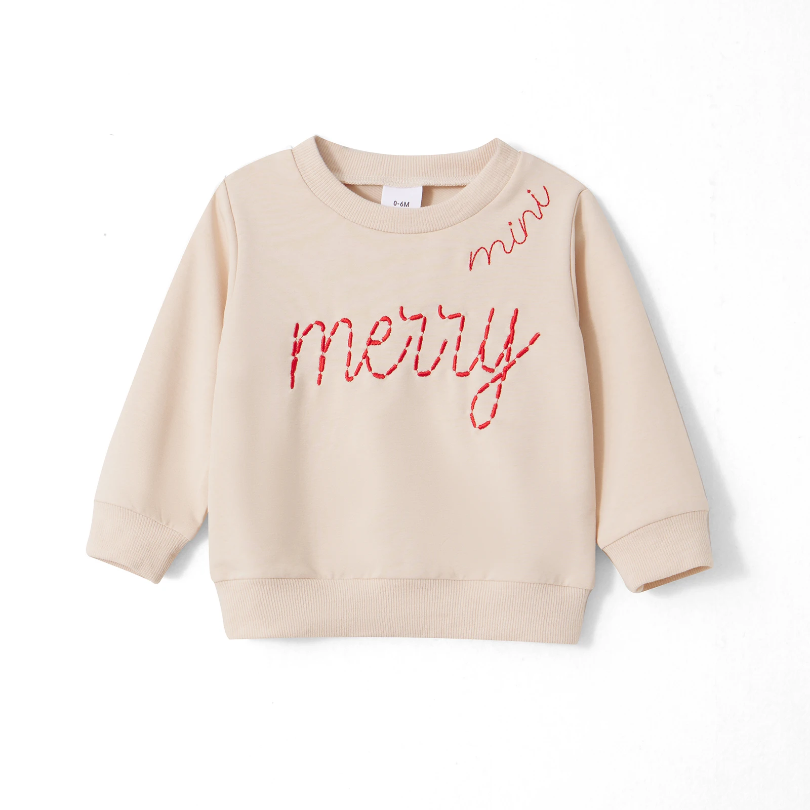 FOCUSNORM 0-3Y Mommy and Me Matching Sweatshirt T Shirts Outfits Long Sleeve Christmas Letter Embroidery Winter Clothes