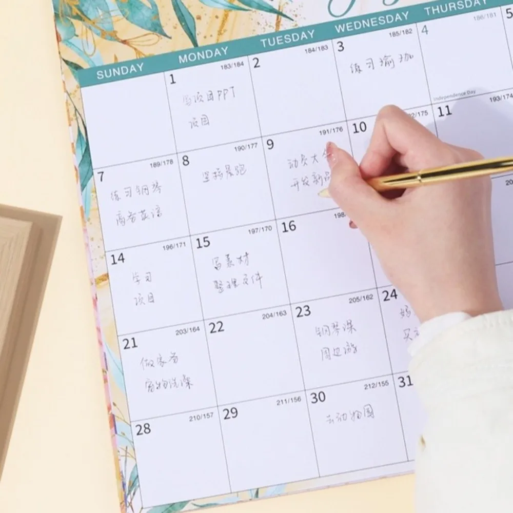 Kreativer Wandkalender, monatliches Layout, dicker Papier-Hängekalender, geräumig, mit wasserdichter Abdeckung, 18-Monats-Kalender für den Heimgebrauch