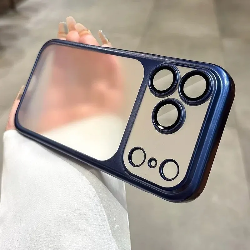 Luxuriöse Nano-Matt-Transluzente Hülle für iPhone 18 17 16 Plus 15 14 13 Pro Max mit Linsenschutz und Matter Rückseite, Hartschale – Detail 4