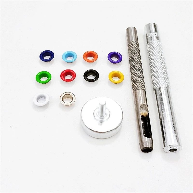 Kit occhielli in metallo, set punzonatrice per occhielli, occhielli in metallo, pelle, vestiti, riparazione tende, 5 mm, 10 colori, 400 pezzi