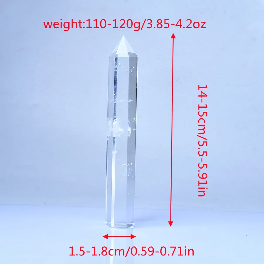 1PC Natural Crystal Smelting Clear Quartz Transparency Quartz Point Man-made Hexagonal Prisms Obelisk Wand Stone Home Decor Gift