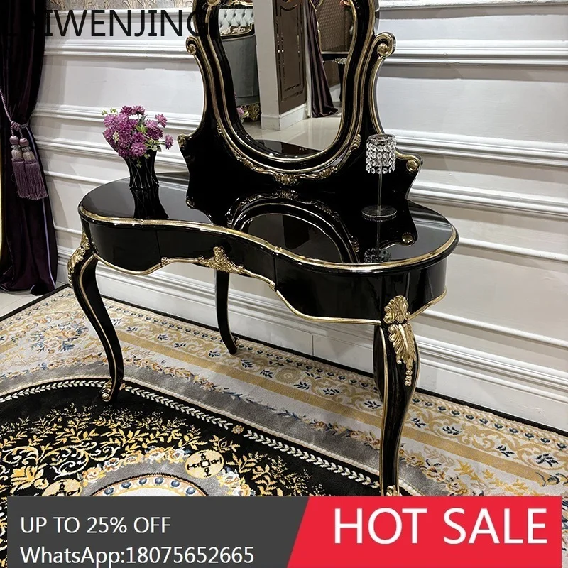 

HLZ Набор табуретов для макияжа из цельного дерева во французском стиле, европейский резной туалетный столик принцессы для спальни