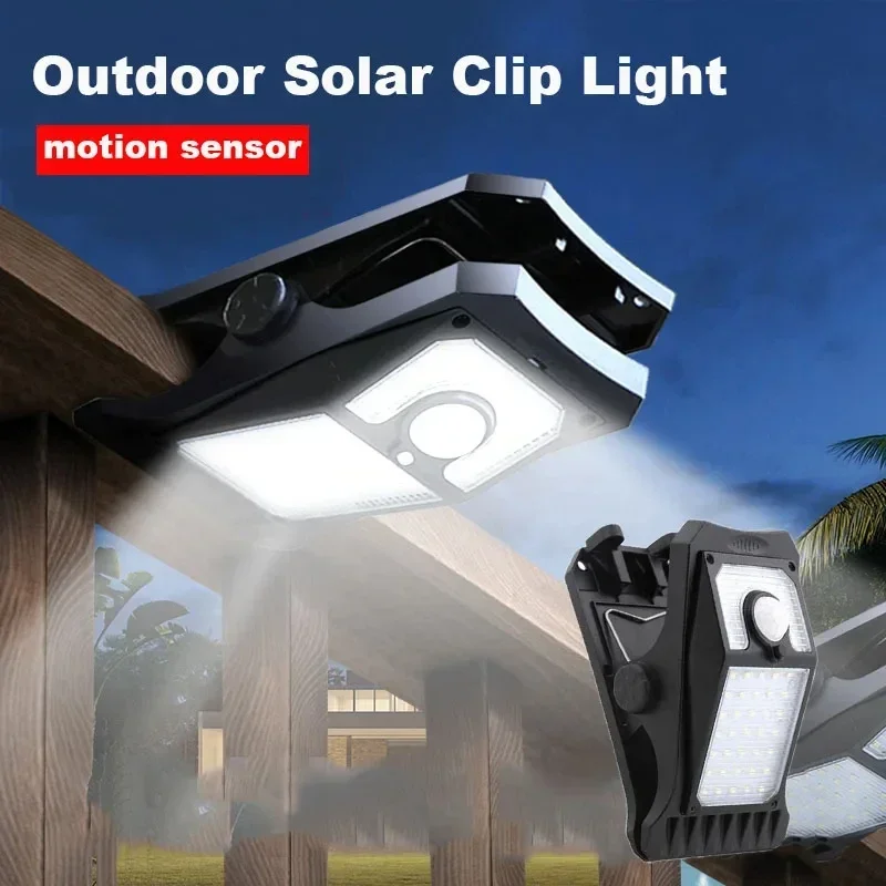 Farola LED Solar con sensor de movimiento para exteriores, luz de Camping impermeable IP65 con Clip para valla, cubierta, pared, tienda de campaña, Patio