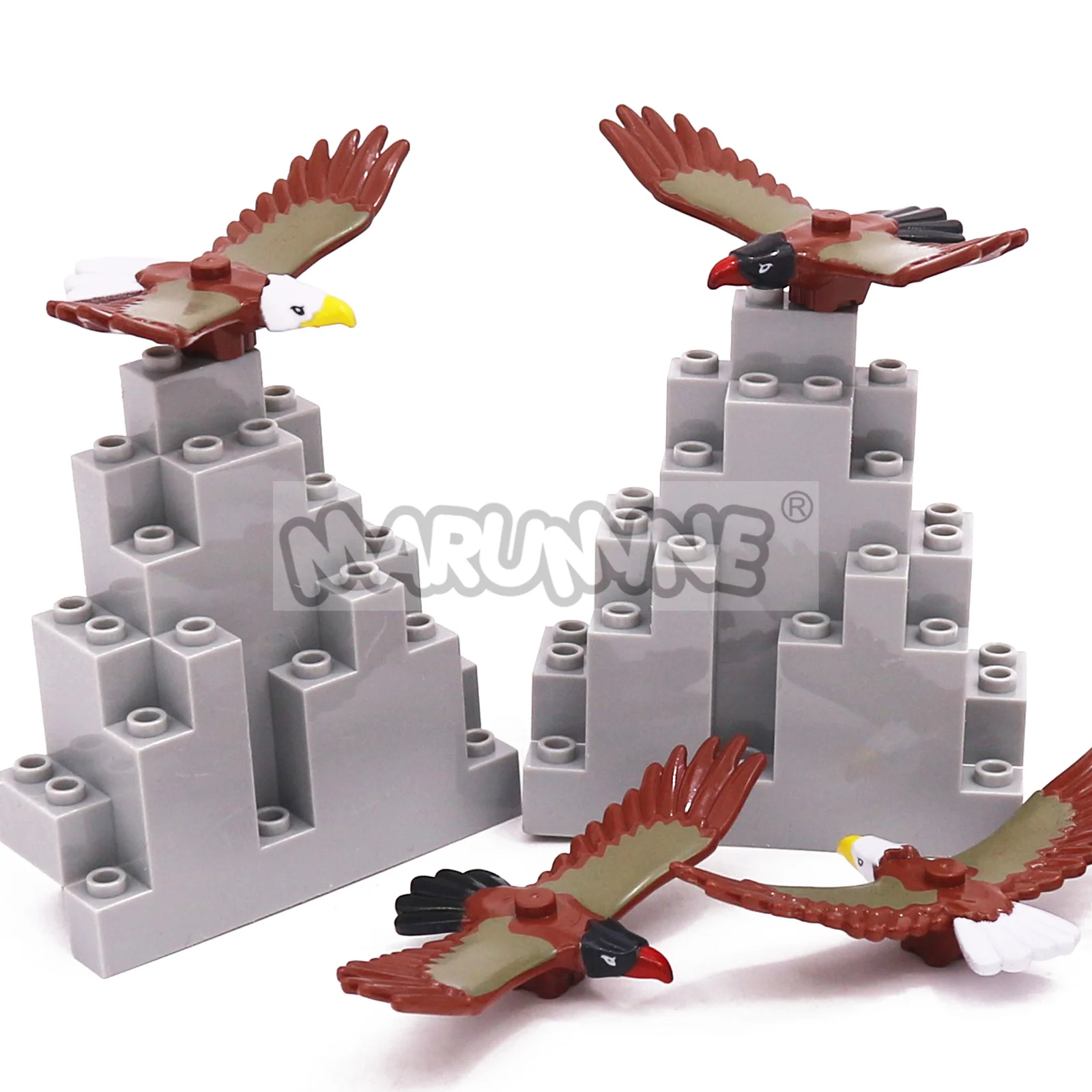 MARUMINE 6 sztuk MOC zwierzęta orzeł klocki części kompatybilne z 7172 DIY budowa cegły w dżungli zestaw modeli do składania akcesoria