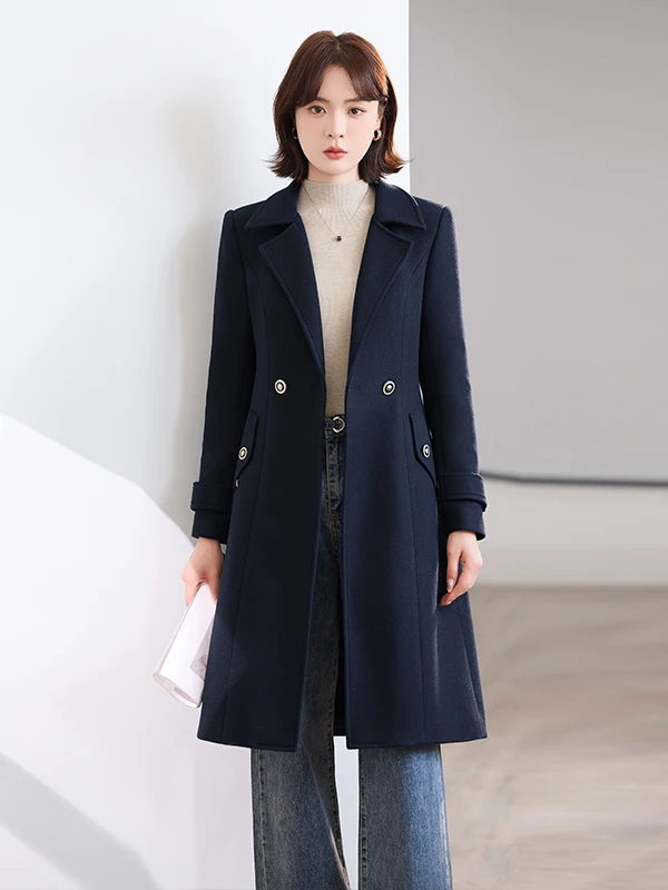 Pure Color Mid-Length Cotton Lined Woolen Suit Jacket Women's Fashionable Commuter Coat Elegant Personality Autumn Winter New...