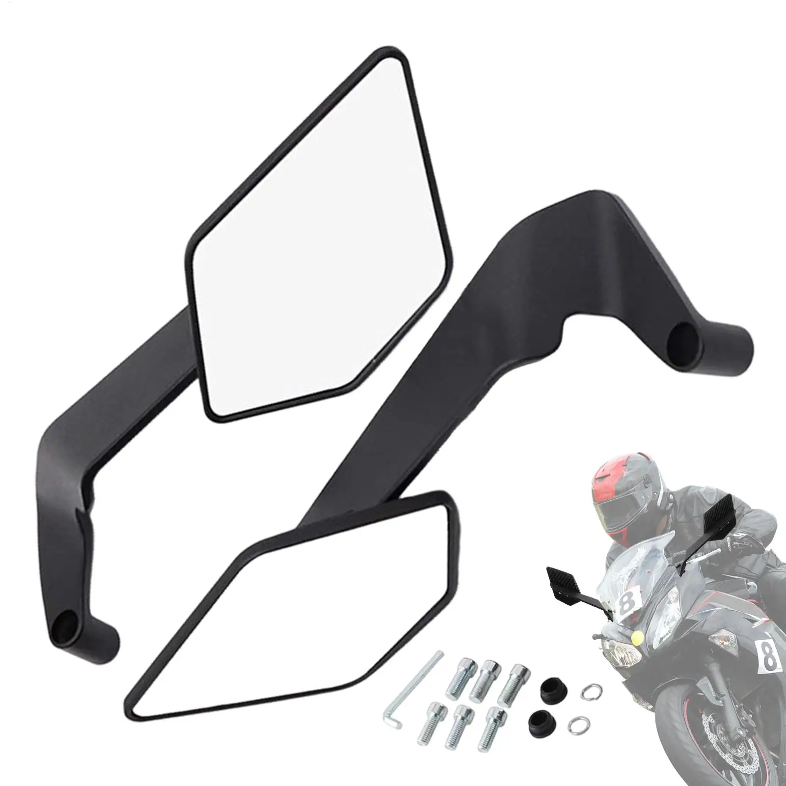 

2pcs Motorcycle Handlebar Mirrors Motorcycle Side Mirrors Cycling Accessories Rotating Reflector Spoiler For Road Riding