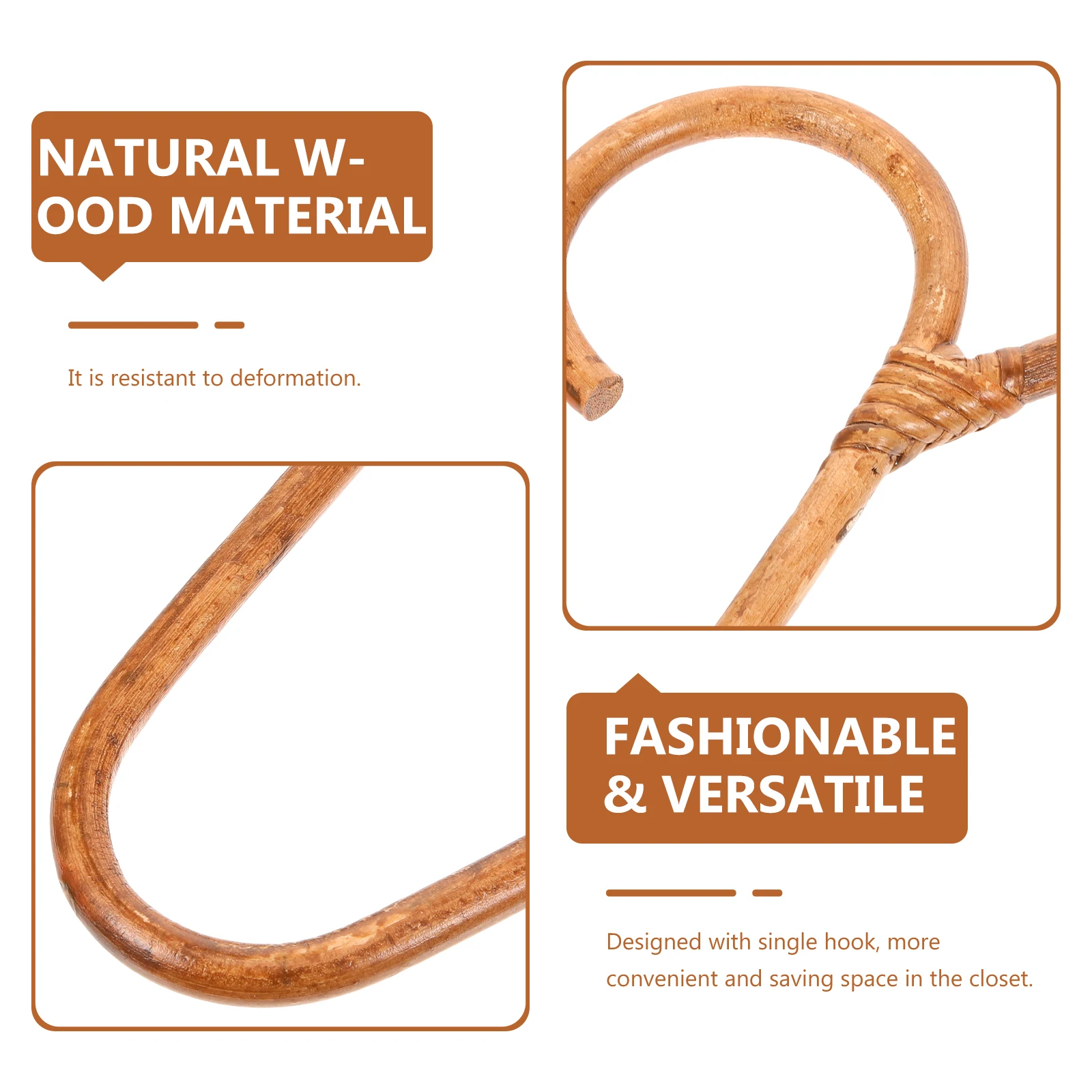 

Rattan Clothes Wood Wide Shoulder Vintage Handmade Hangers Single Hook Storage Solution Closet ganizer