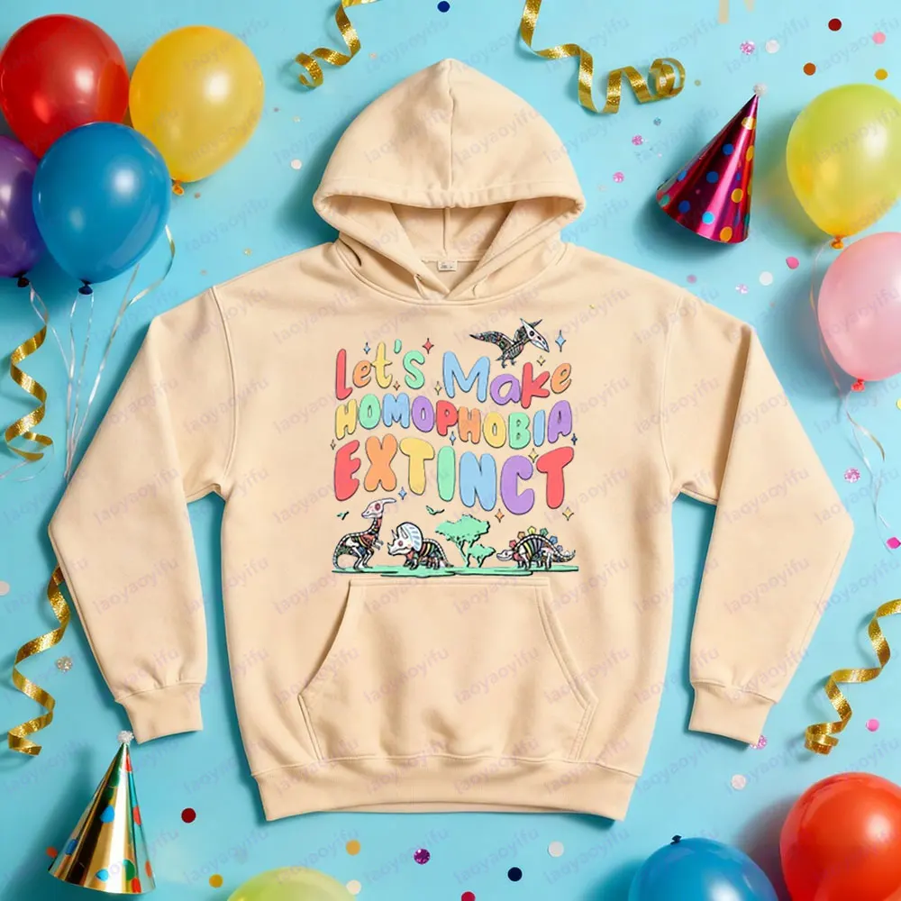 LGBT Facciamo l'omofobia Estinto Felpa Dinosauro LGBT Abbigliamento Mese dell'orgoglio Regalo Felpe con cappuccio Design creativo Uomo Donna Abbigliamento