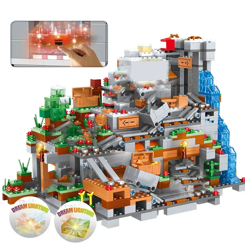 The Mountain Cave Elevator Village Tree House Building Block With Figures Compatible 21137 Minecraftinglys Bricks Set Gifts Toys