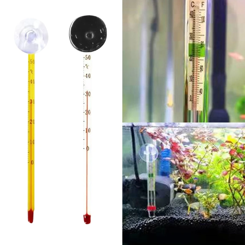 367A 수족관 정확한 온도계 읽기 쉬운 물고기 탱크 온도계 빠는 컵 모니터 테라리움 온도 측정기