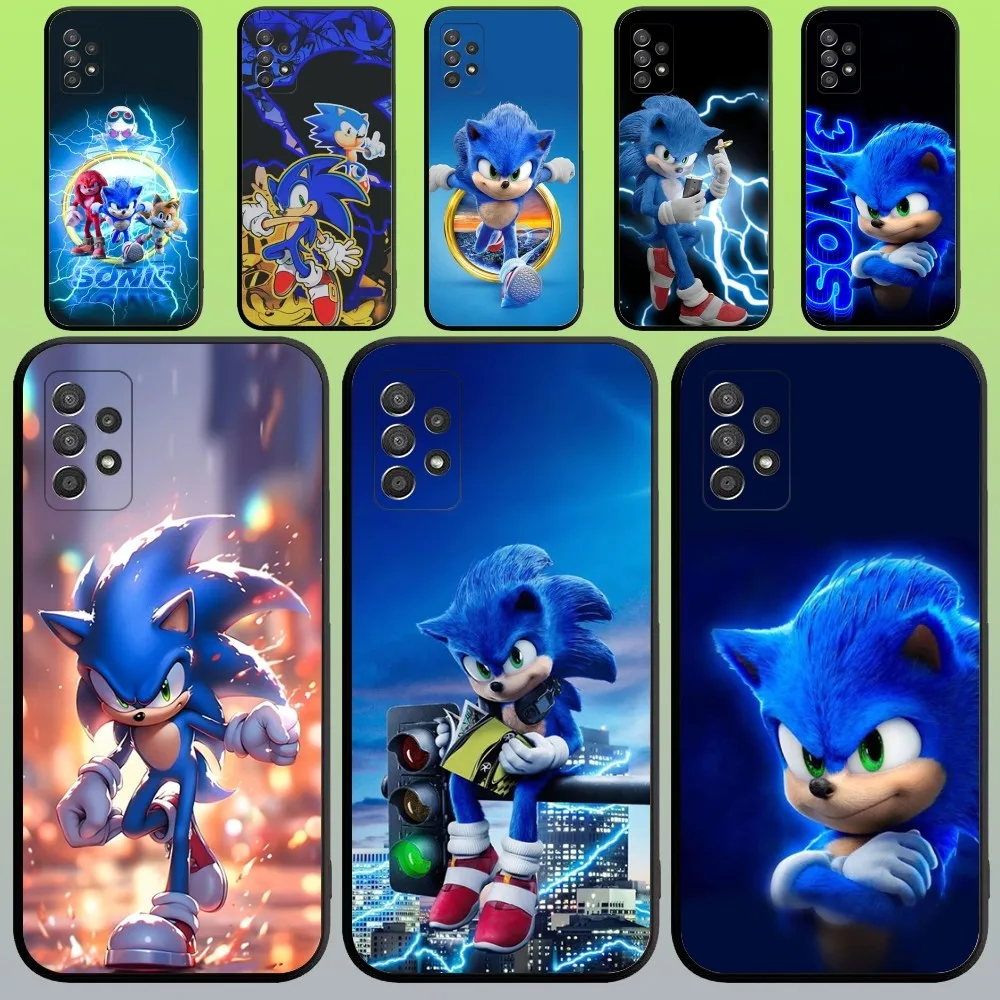 S-Sonics Cute H-Hedgehogs Phone Case For Samsung Galaxy A20,A21s,A22,A31,A32,A52,A53,A72,73,A80,A91 Soft Black Cover