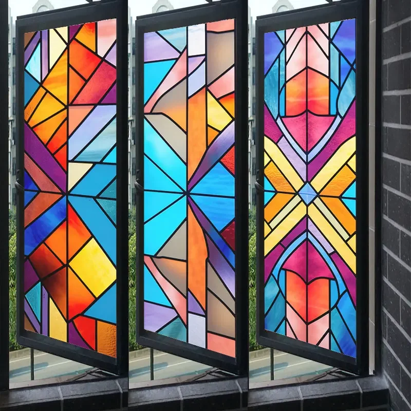 

European Style Retro Glass Film,Electrostatic Frosting,Adhesive Free Art Painting,Privacy Protection, Window Film, Stained Glass