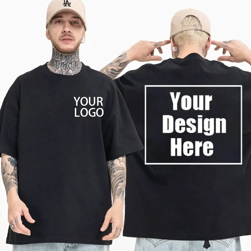 DIY Custom Your Logo High Qualtity T-shirt for O-neck Short Sleeve Cotton Solid Color Leisure White Black Brand Personalized