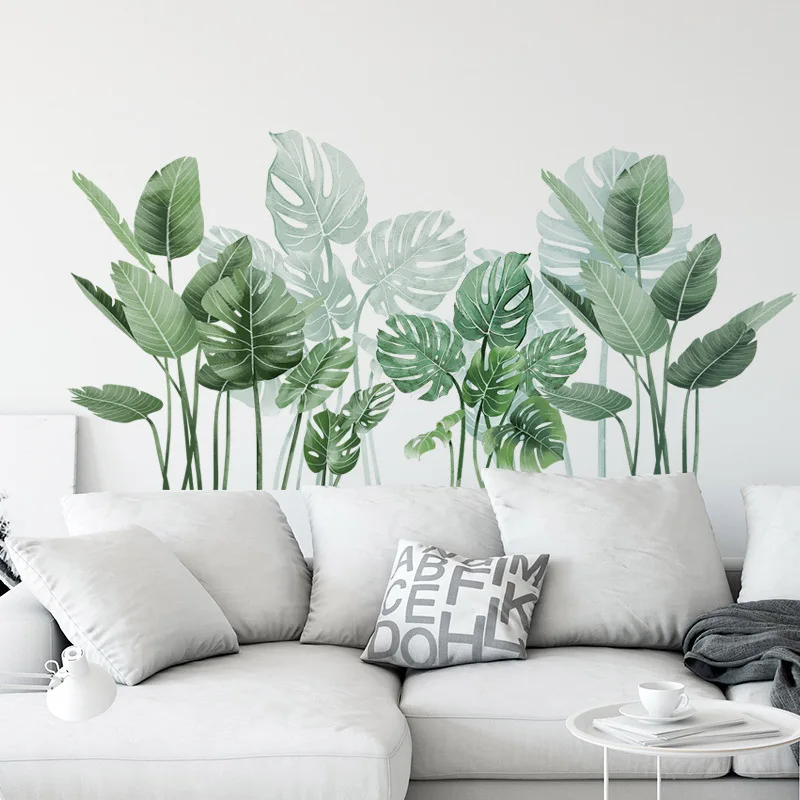 Green Leaves Decorative Vinyl Wall Stickers For Wall Decor Bedroom Accessories Adhesive Wallpaper Furniture stickers Room Decor