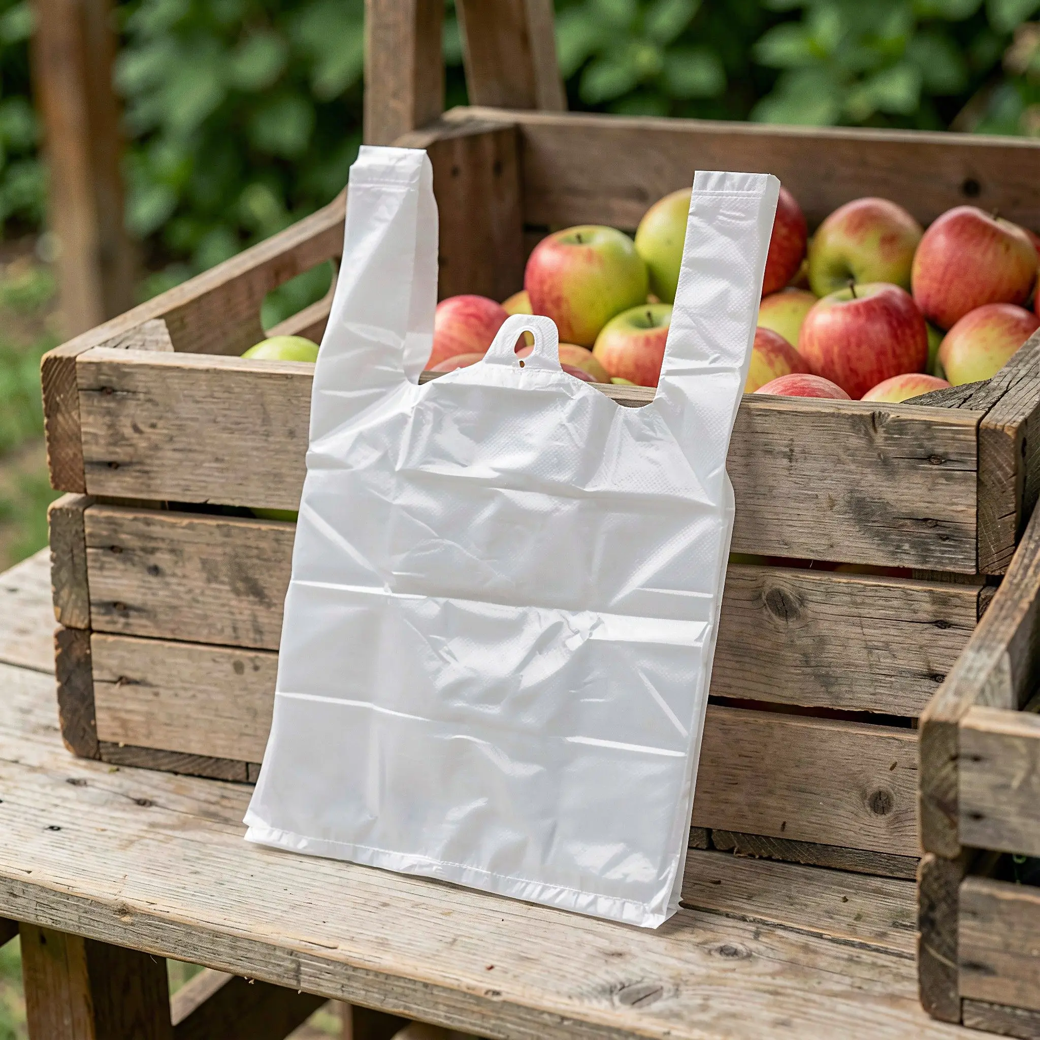 400pcs Transparent Plastic Shopping Bag Supermarket Food Packaging Bag Fruits Vegetables Fresh Tote With Handle