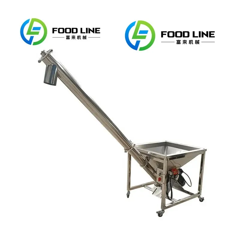 

2025 Stainless Steel Inclined Spiral Powder Feeding Screw Conveyor with Hopper for Food Industry Production