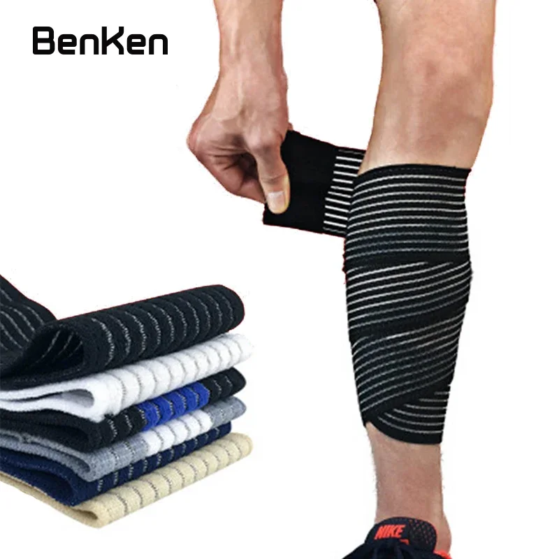 Benken Knee Wraps Elastic Sleeves Brace Crossfit Tape Gym Accessories Knee Bandages for Powerlifting Equipment Leg Calf Sports