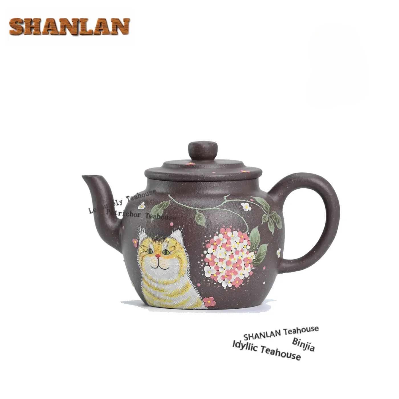 150 مللي رائعة ييشينغ الأرجواني الطين أباريق الشاي رسمت اليدوية القط قصر فانوس وعاء الخام خام الطين غلاية Zisha طقم شاي درينكوير #1