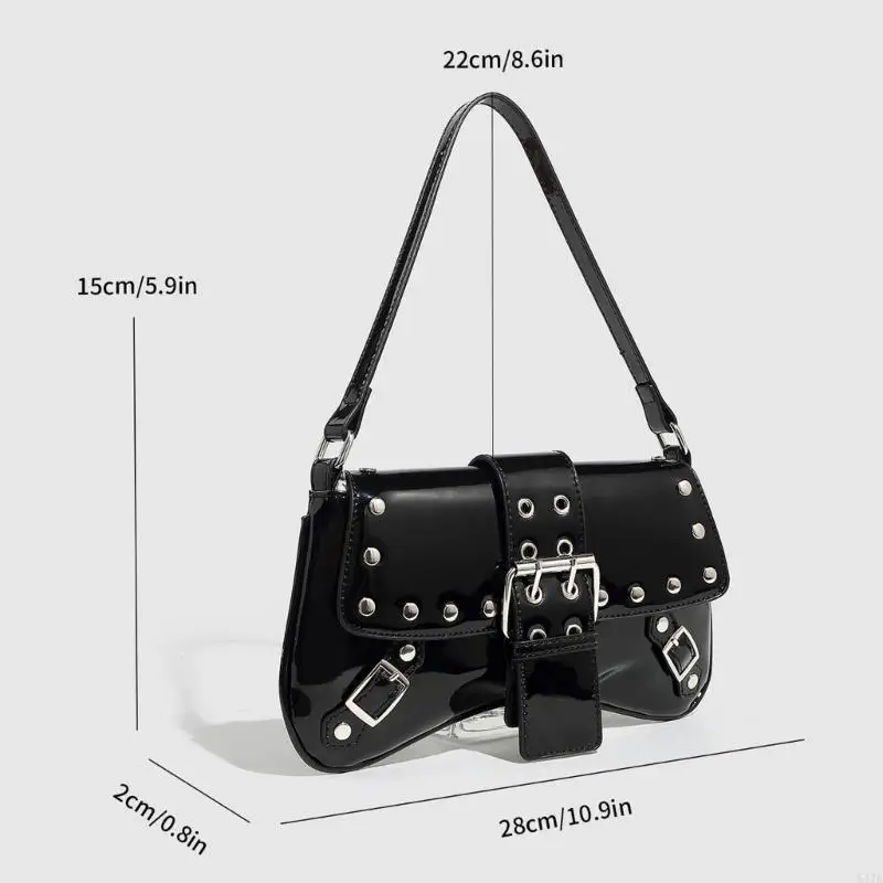 

Elegant Armpit Purse PU Leather Handbag with Studded Ornament Shoulder Bag For Office Shopping And Casual Travel 547A