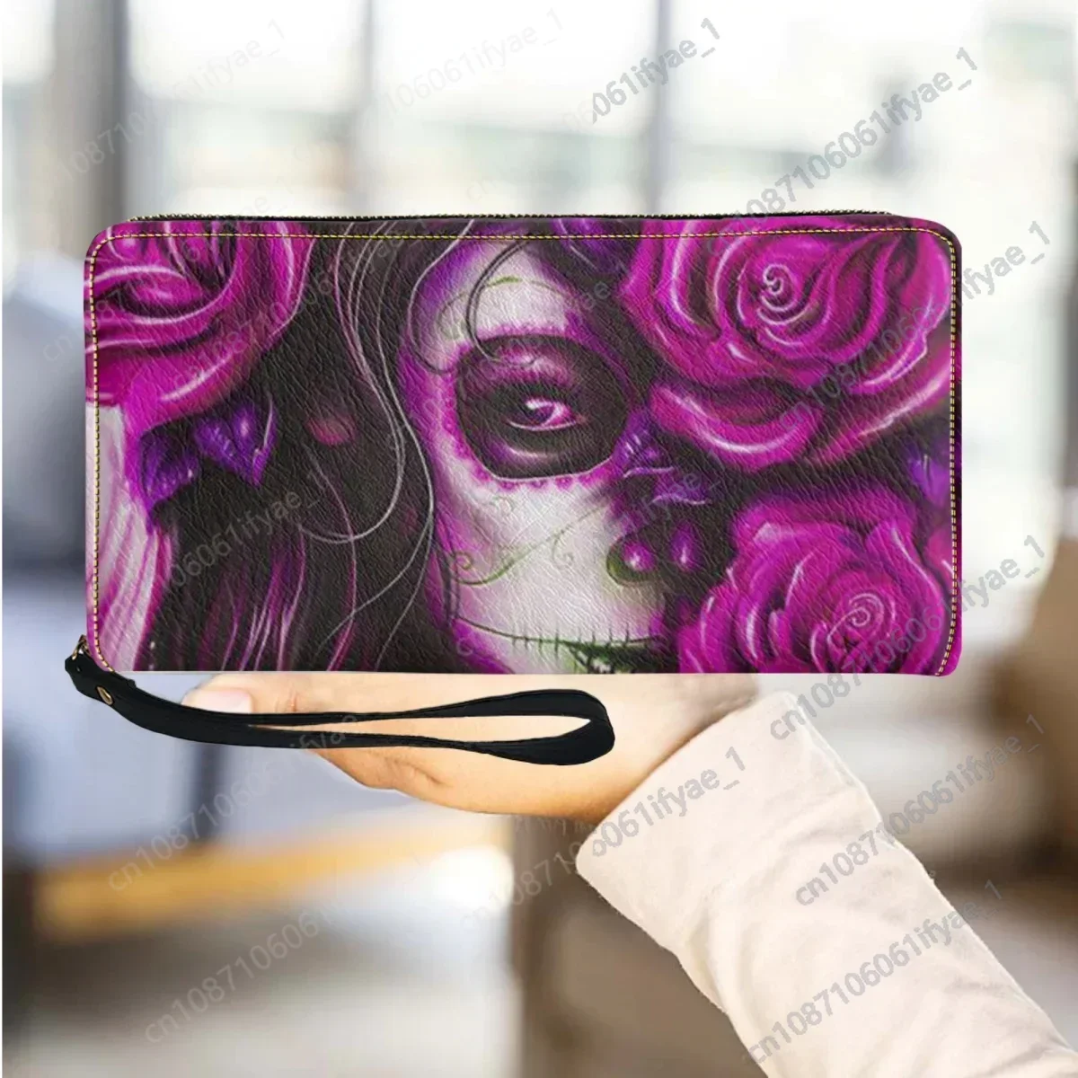 

Horror Gothic Skull Girl Brand Fashion Ladies Leather Zipper Wallet Clutch Business Card Phone Casual Long Wallet Female Gift