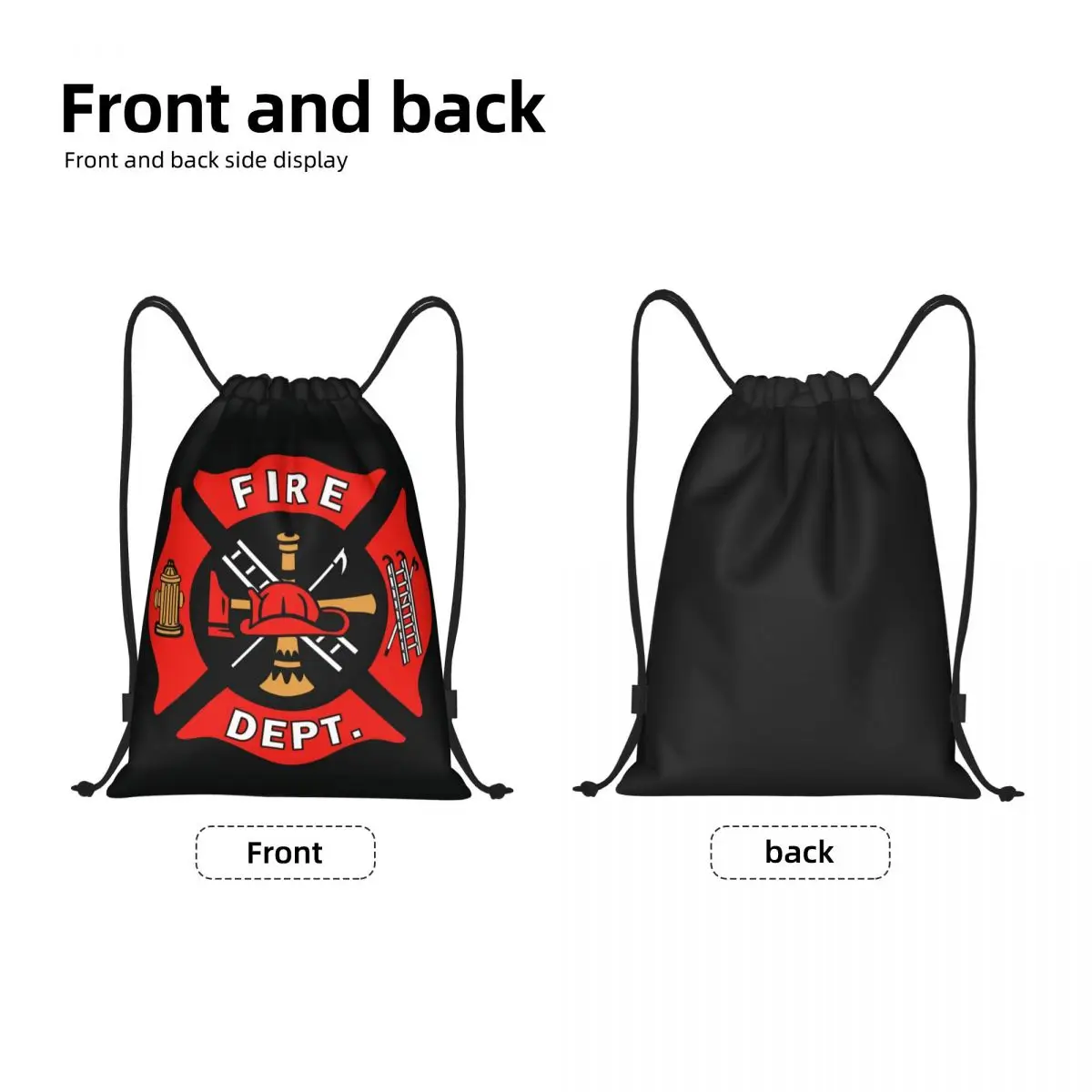 Custom Firefighter Department Logo Drawstring Bag Men Women Lightweight Fireman Fire Rescue Sports Gym Storage Backpack