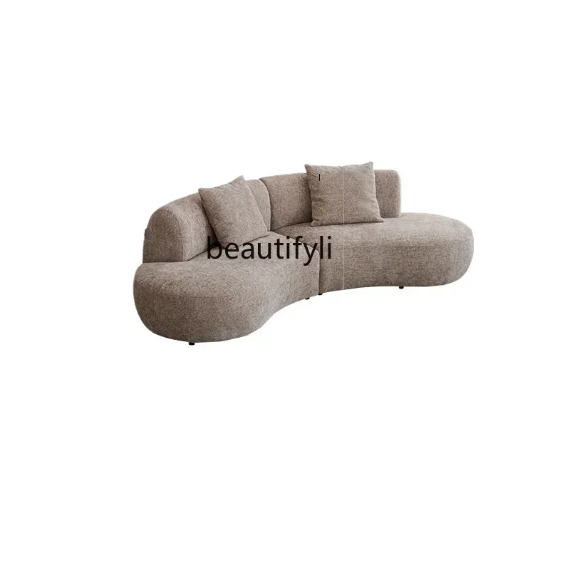 

YH Sofa wabi sandy wind large flat-floor villa fabric sofa retro medieval curved special-shaped sofa