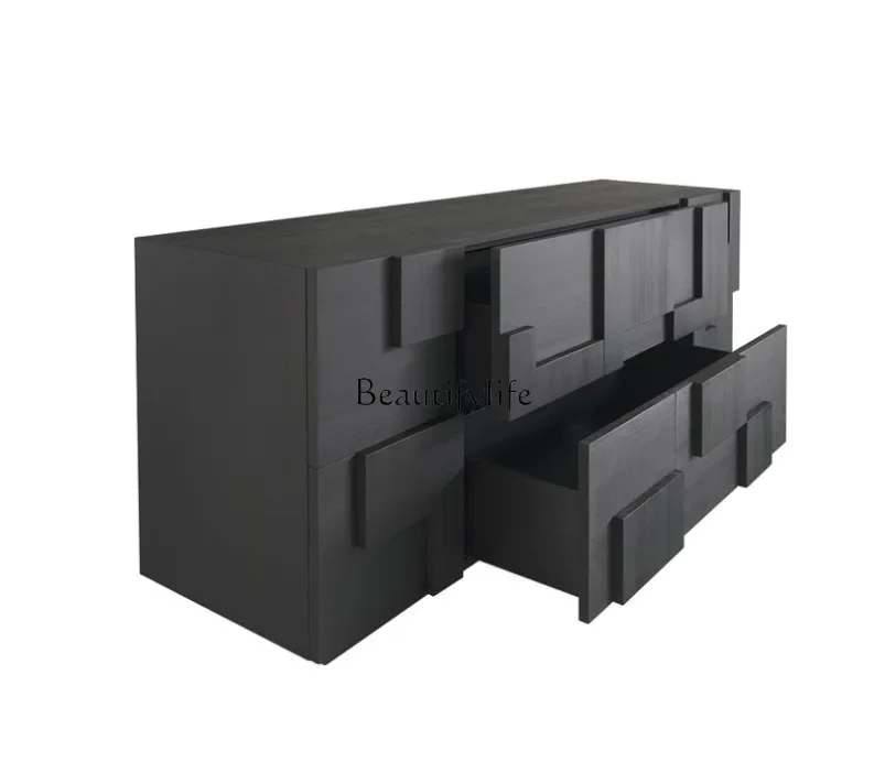 FG10*Italian minimalist side cabinet simple modern paint porch cabinet storage fixed