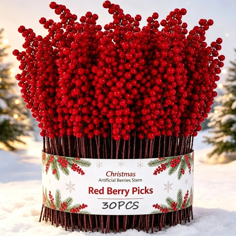 Florist Supply Bulk - Wholesale Christmas Artificial Berries Stem Red