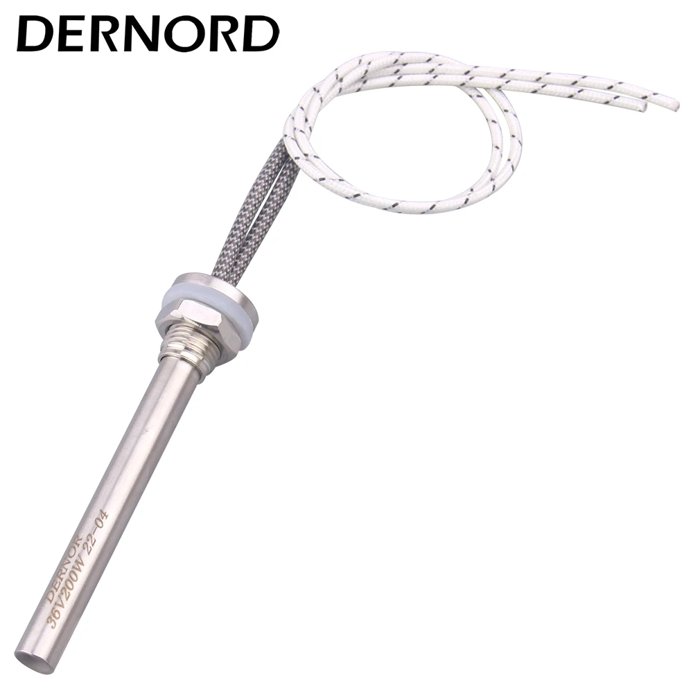 DERNORD 36v 48v Cartridge Heater M14 Stainless Steel DC Tubular Heater Resistance Immersion Water Heating Element 200w/400w