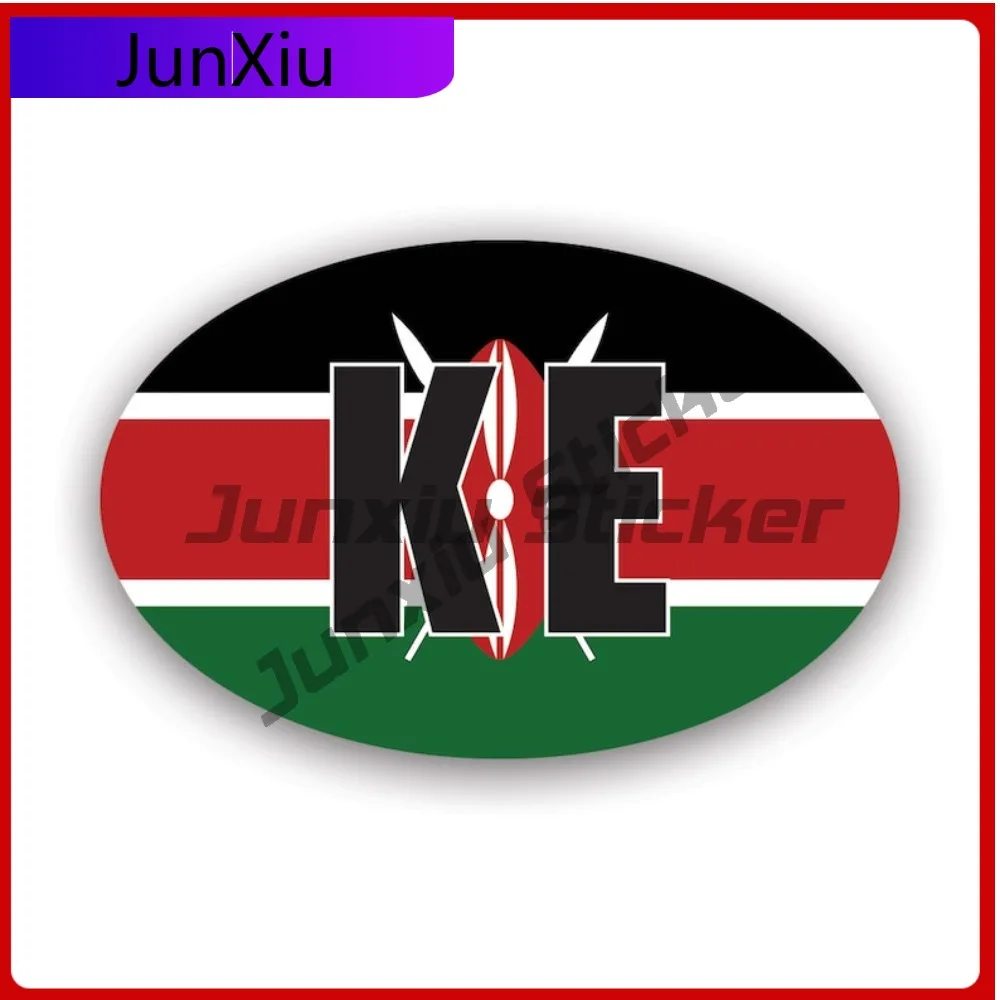 

Kenya Oval Sticker Creative Decals Uv Protected Kenyan Flag Country Code Euro Ke V4 State Flag Patriotic Car Sticker Vinyl Decal