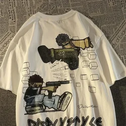 Camiseta de manga corta con estampado de dibujos animados de nicho hiphop de marca europea y americana para hombres y mujeres, camiseta de pareja de verano, ropa