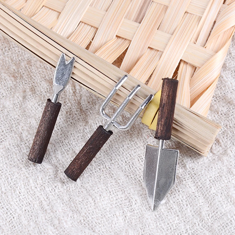 3pcs 1:12 Dollhouse miniature toy Mini Pottery Shovel garden tools