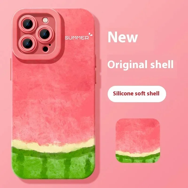 Shockproof Watermelon Silicone Case For Iphone 15/14 Plus/13/12 Mini/11 Pro Max Slim & Lightweight Soft Touch Anti-scratch Case