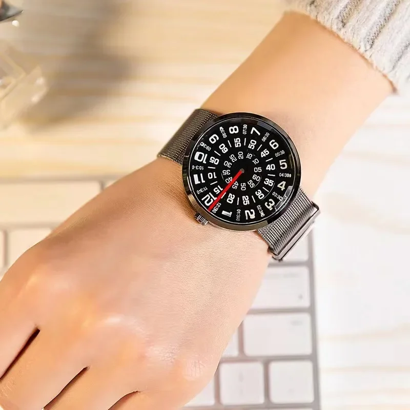 Orologio da uomo casual di vendita caldo Bussola personalizzata Cintura a rete digitale Orologio da studente decorativo Orologio al quarzo impermeabile semplice