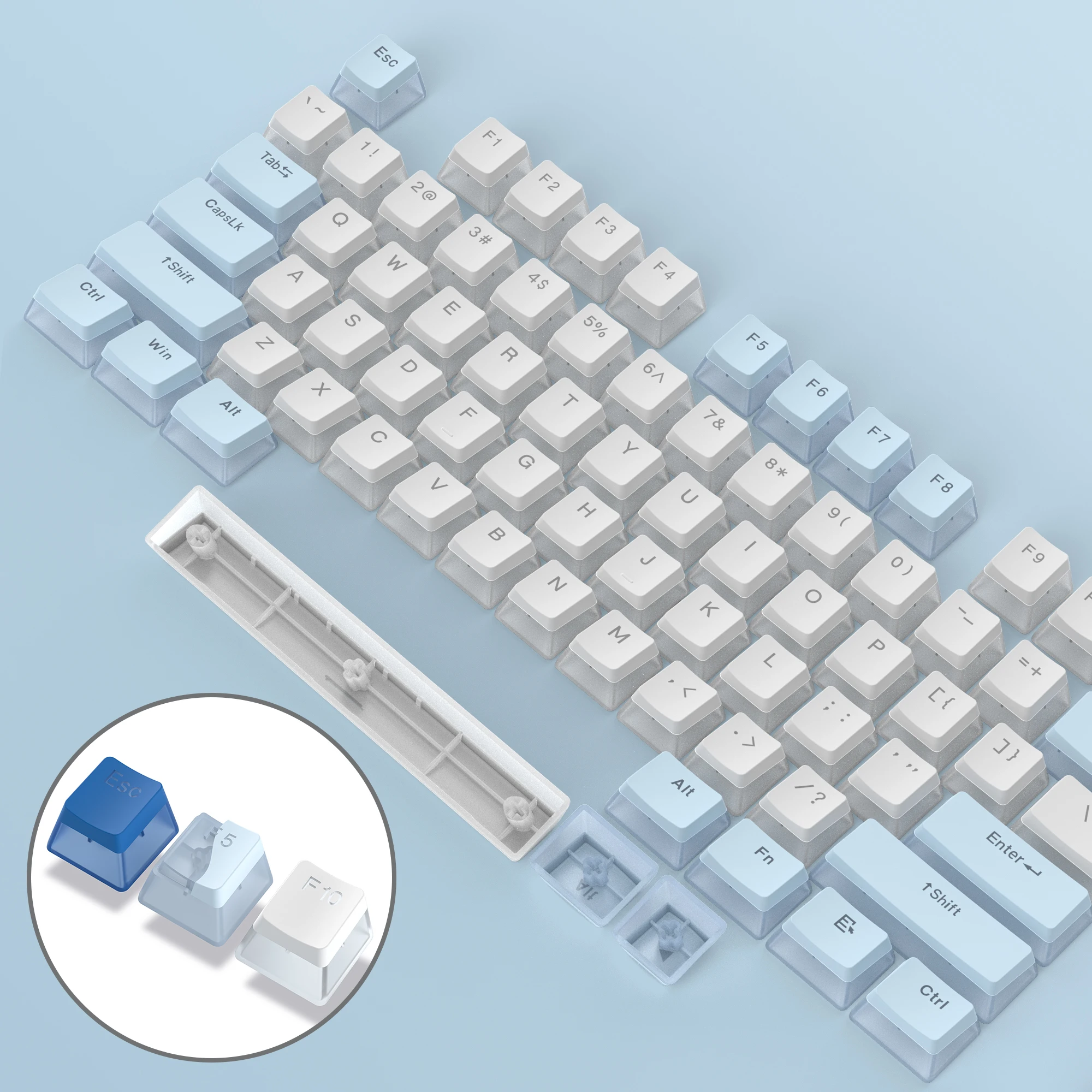 Custom Pudding PBT Keycaps 165 Keys OEM Profile Double Shot Backlit Keycaps Shine Through for Cherry Gateron MX Switch Keyboard