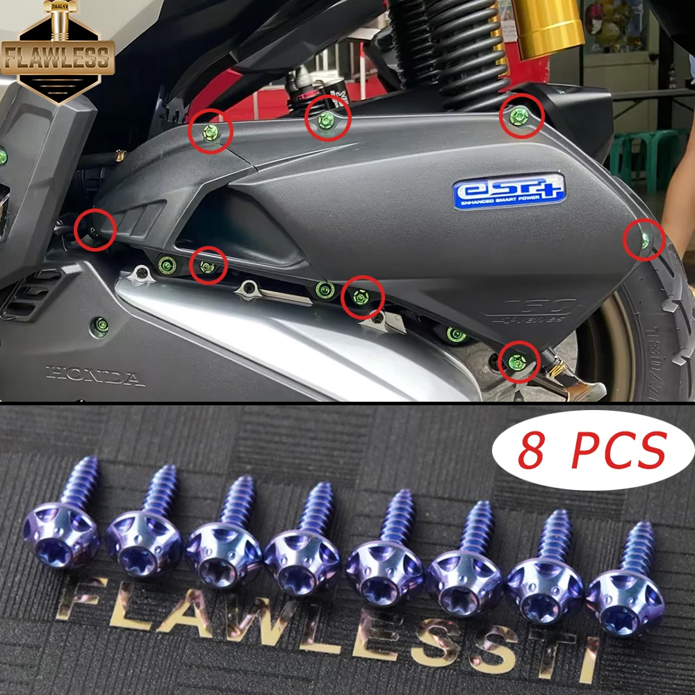 FLAWLESSTI Gr5 التيتانيوم الترباس الفرامل الفرجار زيت المحرك الخلفي صدمة غطاء مرشح الهواء الترباس المحور الخلفي الجوز لهوندا ADV 160 2022-2025 #5