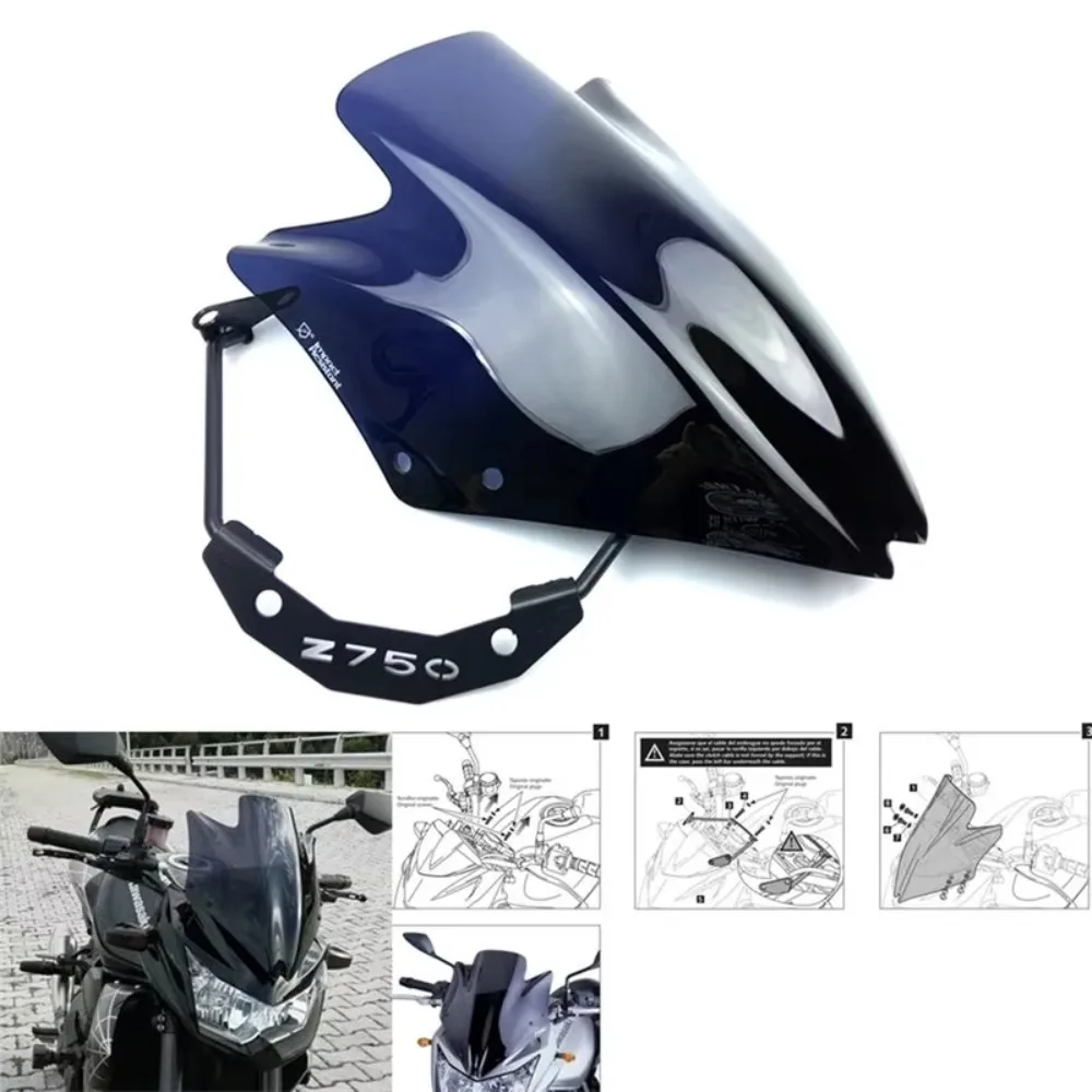 Wang1 Ajuste para Kawasaki Z750 Z750R 2007-2012 parabrisas Deflector de viento para motocicleta