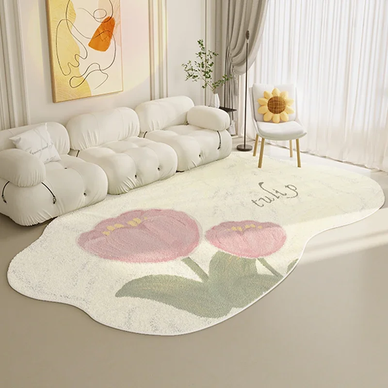 Tulip Style Carpets for Living Room Irregular  Bedroom Decor Green Carpet Home Washable Floor Mat Fluffy Soft Bedside Plush Rug