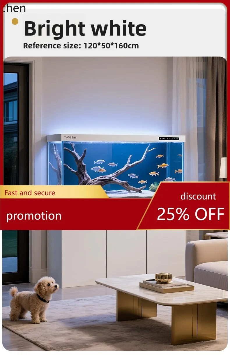 

ZML Large No-Water-Change Bottom Filter Arowana Fish Tank Ultra Clear Glass Ecological Aquarium