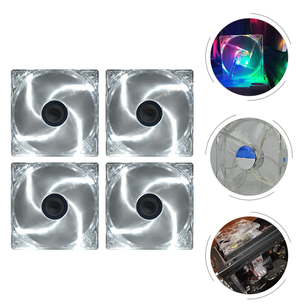 4Pcs LED Computer Cooling Fan 12V 80mm Radiator High Airflow Chassis Cooler Professional CPU Heat Sink Silent Cooler