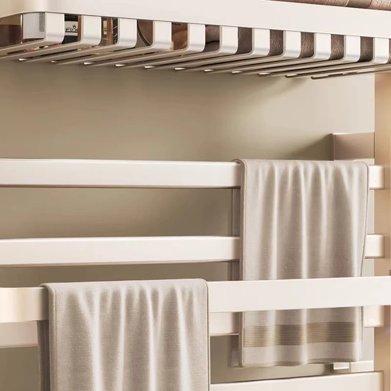 

Milk White Electric Towel Rack, Bathroom Household Non-punching Intelligent Heating Drying Rack