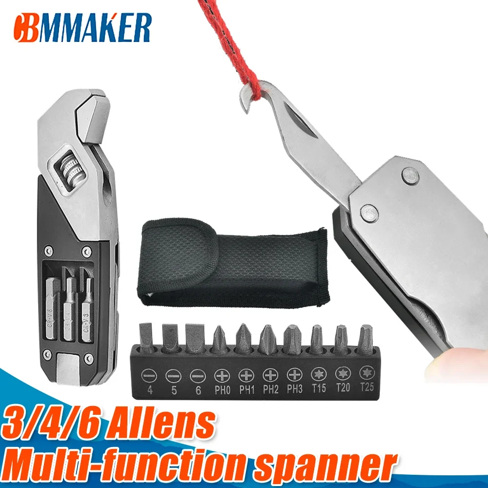 

Cbmmaker Multitool Spanner Stainless Steel Hexagonal Spanner Bicycle Wrench Set with Screw Wrench Bike Repair Tool Accessories