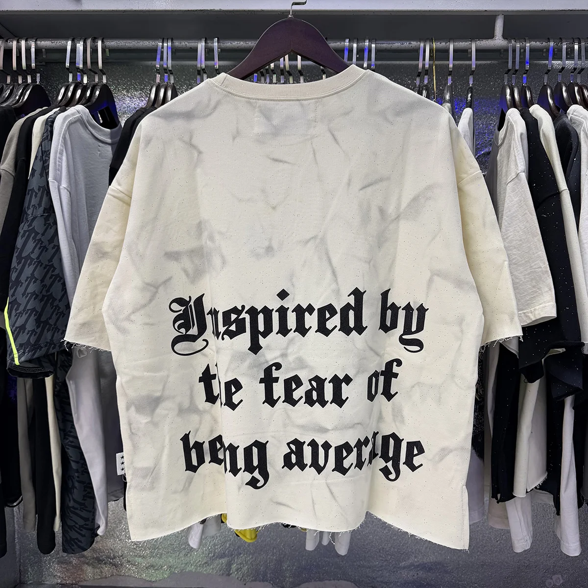 Men's Trendy Brand Letter Printed BKYS Hellfest F-Terry Cropped t ShirtTee Shiny Hot Diamond Curly Short Sleeve T-shirt